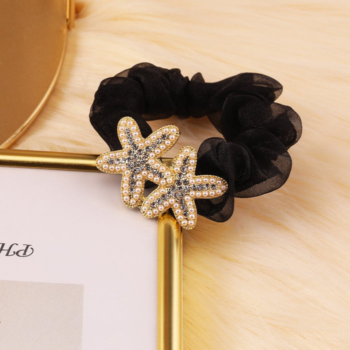 Jewelry WholesaleWholesale alloy rhinestones eugen yarn double starfish hair rope JDC-HS-DouY006 Hair Scrunchies 豆毓 %variant_option1% %variant_option2% %variant_option3%  Factory Price JoyasDeChina Joyas De China