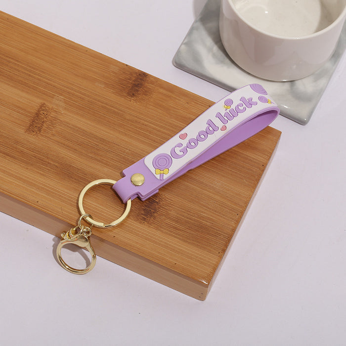 Wholesale Keychain PVC Soft Adhesive Cute Candy Letter Lanyard MOQ≥10 JDC-KC-ZaoYang008