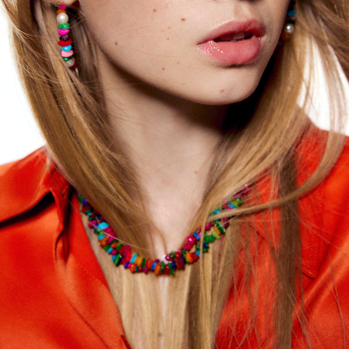 Wholesale Bohemian Resort Style Double Layered Colorful Gravel Necklace JDC-NE-MY008