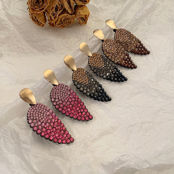 Wholesale Earrings Alloy Crystal Full Diamond Leaves JDC-ES-GuTe022