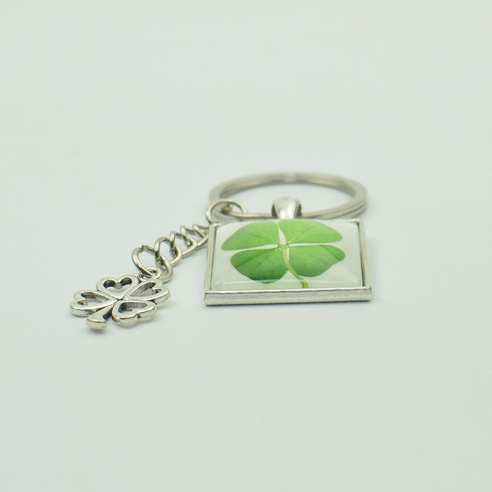 Wholesale Clover Keychain Square Clover Pendant MOQ≥2 JDC-KC-ZaoY003