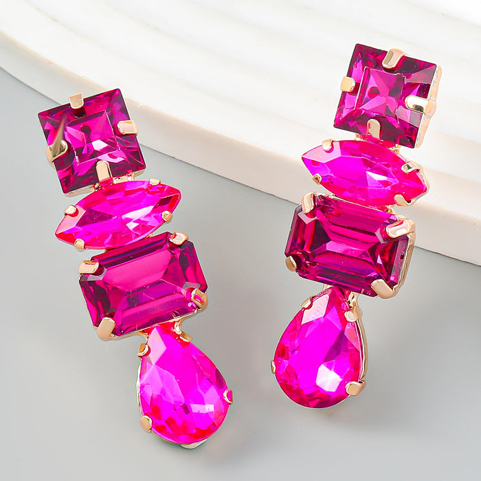 Wholesale Geometric Earrings Alloy Glass Diamond JDC-ES-JL1088