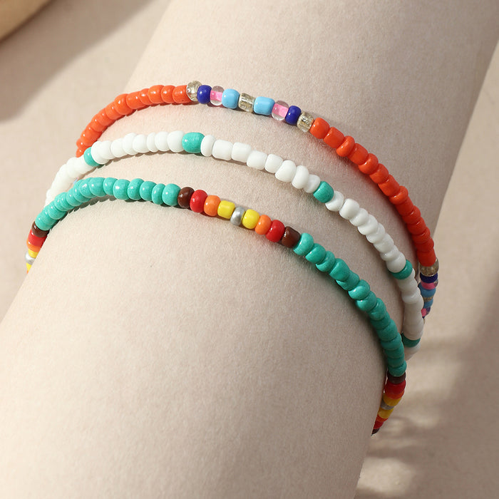 Jewelry WholesaleWholesale Boho Ethnic Color Rice Bead AnkletJDC-AS-NZ013 Anklets 奈珠 %variant_option1% %variant_option2% %variant_option3%  Factory Price JoyasDeChina Joyas De China