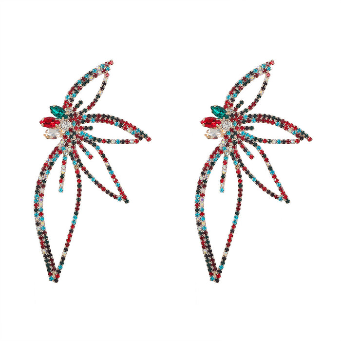 Wholesale claw chain series alloy diamond flower earrings Alloy rhinestone JDC-ES-JL1076