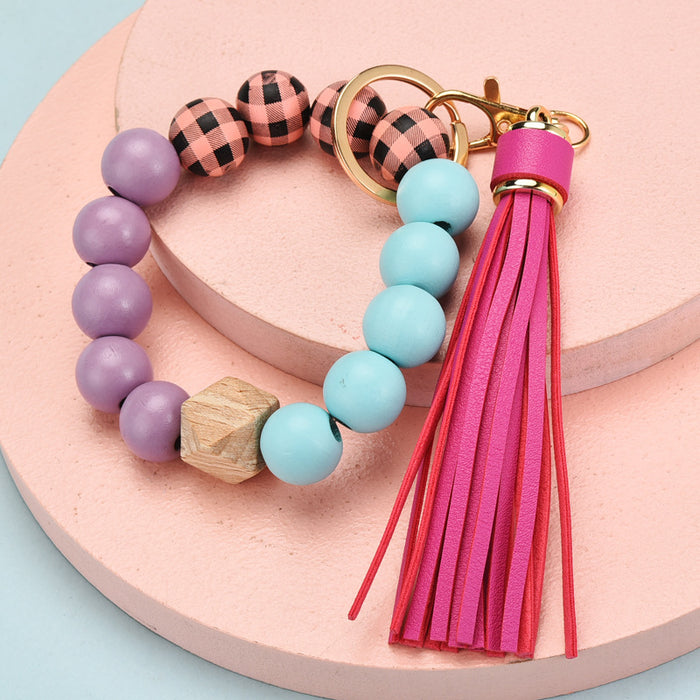 Wholesale Tassel Wood Beads Fashion Beads Bracelet Keychain JDC-KC-YPin012