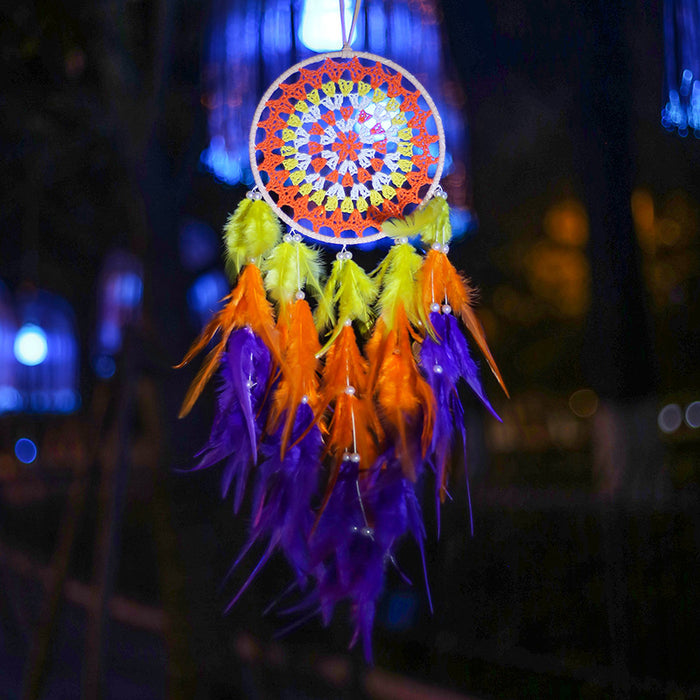 Jewelry WholesaleWholesale Feather Leather Rope Woven Rainbow Dreamcatcher JDC-DC-MYu001 Dreamcatcher 梦羽 %variant_option1% %variant_option2% %variant_option3%  Factory Price JoyasDeChina Joyas De China