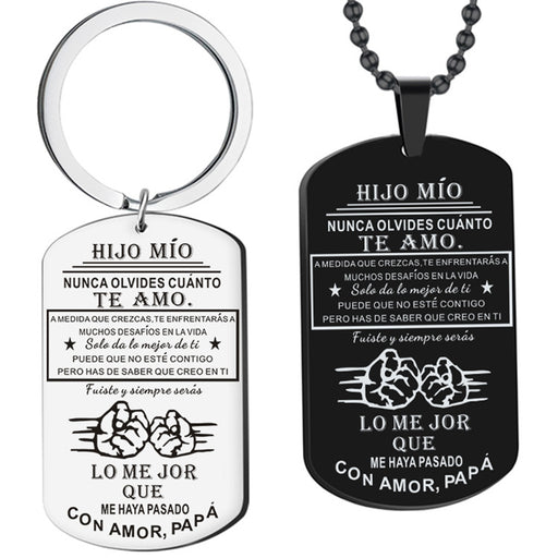 Jewelry WholesaleWholesale Father's Day Spanish Dad Son Stainless Steel Military Brand Necklace Keychain MOQ≥2 JDC-KC-HuH002 Keychains 胡贺 %variant_option1% %variant_option2% %variant_option3%  Factory Price JoyasDeChina Joyas De China