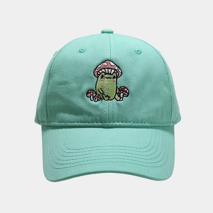 Wholesale Cartoon Frog Mushroom Embroidery Cotton Baseball Cap MOQ≥2 JDC-FH-LvYi013