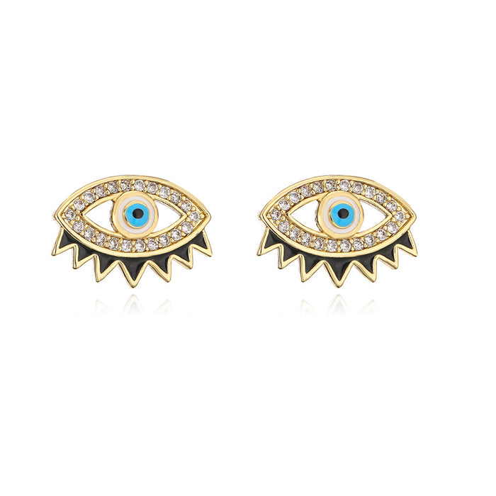 Wholesale Earrings Copper Gold Plated Zircon Devil's Eye JDC-ES-PREMAG002