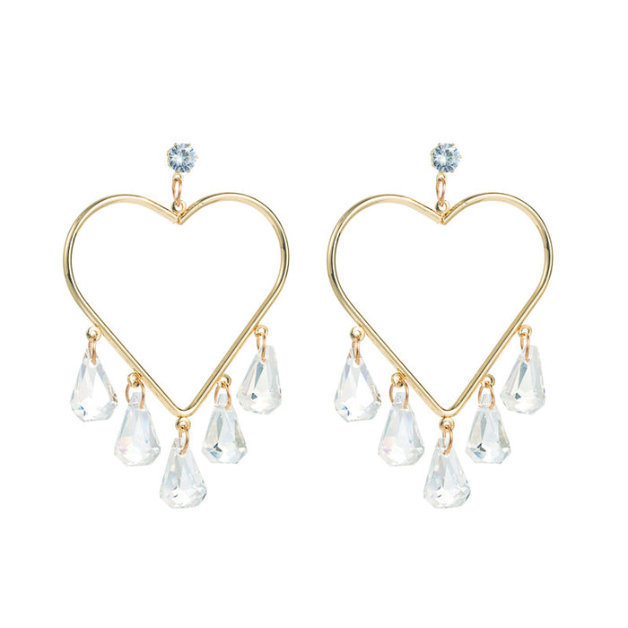 Wholesale Personalized Heart Shaped Alloy Tassel Earrings JDC-ES-hemin034