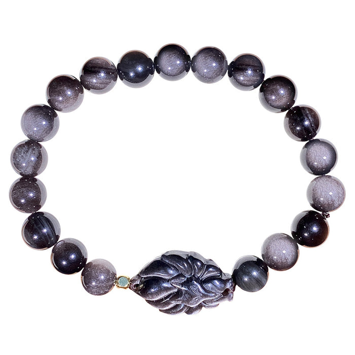 Jewelry WholesaleWholesale Silver Obsidian Fox Obsidian Bracelet Beads JDC-BT-BaiM010 Bracelet 百慕 %variant_option1% %variant_option2% %variant_option3%  Factory Price JoyasDeChina Joyas De China