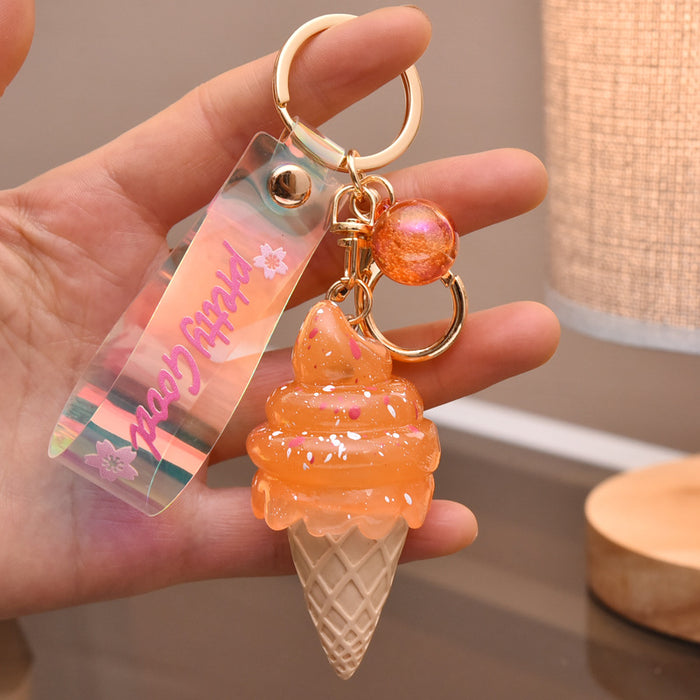 Wholesale Keychains Resin Cute Ice Cream With Lights JDC-KC-WAN036