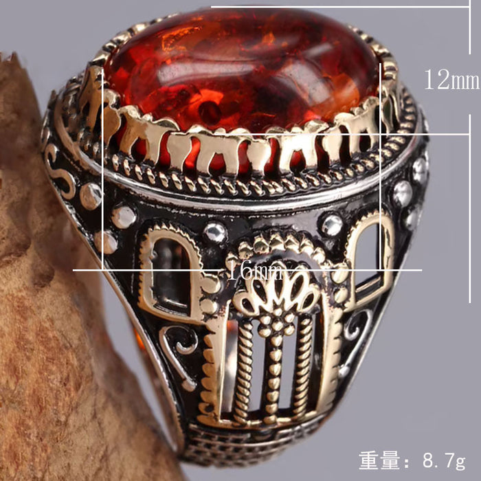 Wholesale Personality Vintage Two Tone Black Onyx Ring JDC-RS-Chenrui014