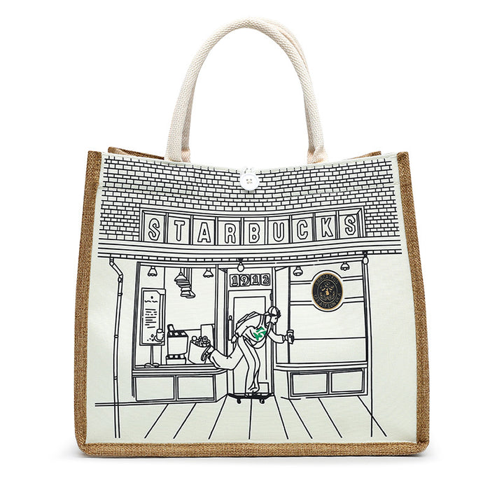 Wholesale Handbag Cotton Linen Simple Graphic Printing Tote Bag Large Capacity JDC-HB-Guanfang003