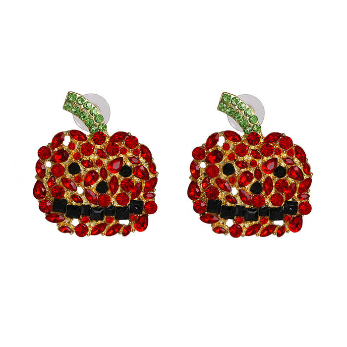 Wholesale Earrings Alloy Pumpkin Diamond Ear Studs Halloween JDC-ES-JJ266