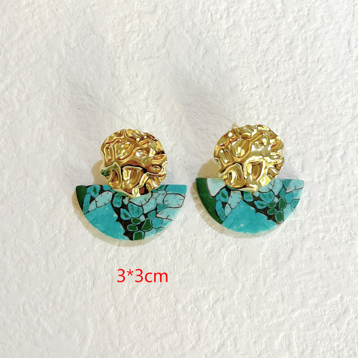 Wholesale Earrings Smoky Turquoise Geometric Exaggerated Square JDC-ES-PH003