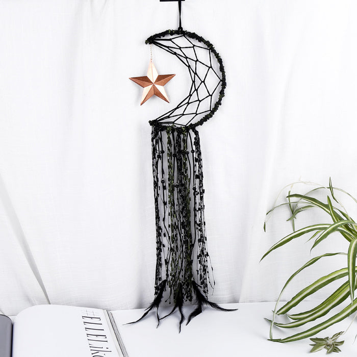 Wholesale Moon Star Woven Feather Dreamcatcher MOQ≥2 JDC-DC-DYue003