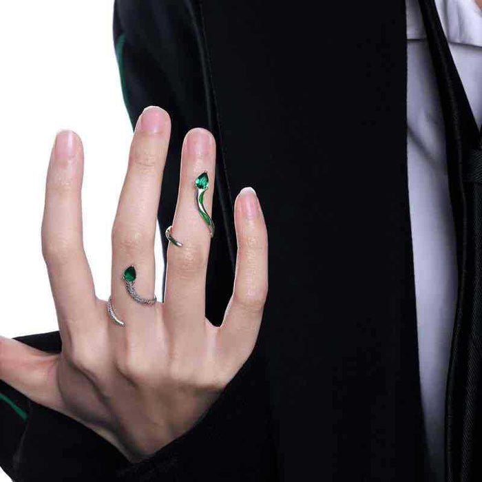 Wholesale Rings Alloy Slytherin Green Snake Knuckle Ring MOQ≥2 JDC-RS-TangX002