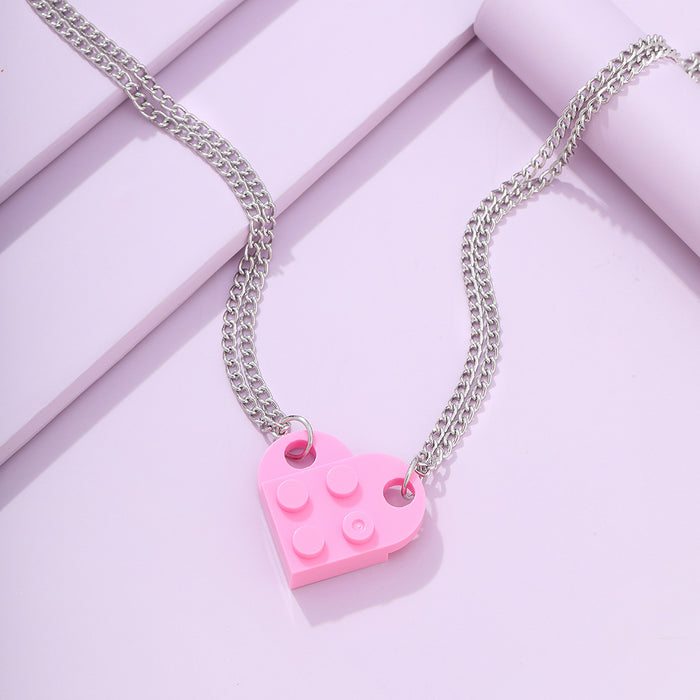 Wholesale Heart Necklace Can Splicing Split Block Pendant Necklace JDC-NE-YiD034