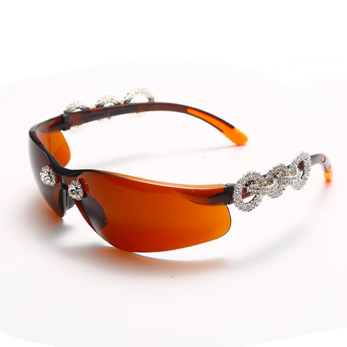 Wholesale Sunglasses PC Frameless Crystal Rhinestone One Piece JDC-SG-GuY005