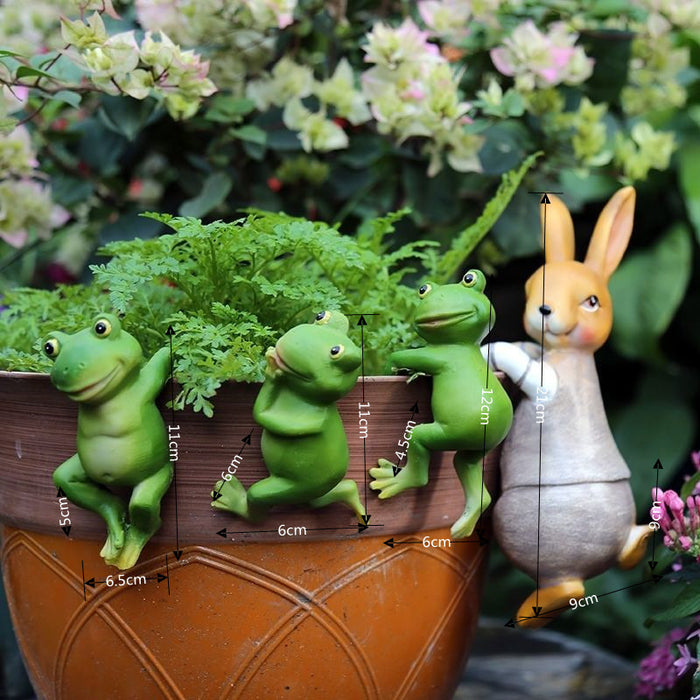 Wholesale Ornament Resin Bonsai Ornament Cartoon Small Animal Frog Hanging Basin MOQ≥2 JDC-OS-HongYu004