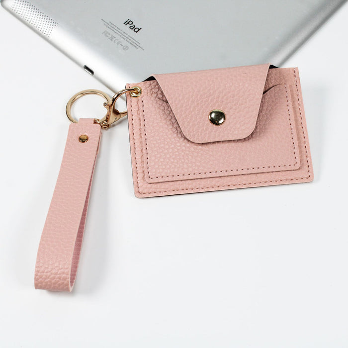 Wholesale PU Leather Candy Color Litchi Pattern Wallet Keychain MOQ≥3 JDC-KC-XXZN002