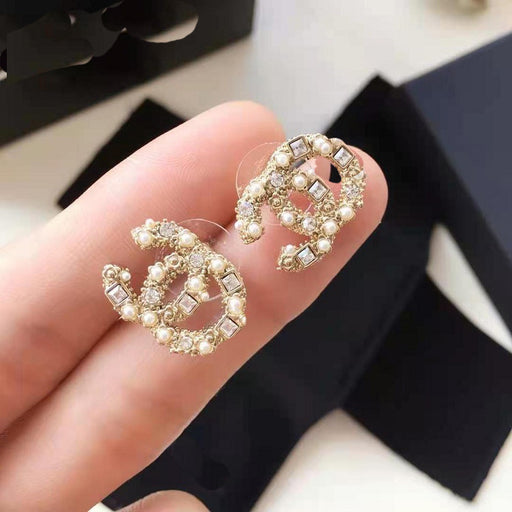 Jewelry WholesaleWholesale Pearl Rhinestone S925 Silver Post Brass Earrings MOQ≥2 JDC-ES-LQue002 Earrings 蓝鹊 %variant_option1% %variant_option2% %variant_option3%  Factory Price JoyasDeChina Joyas De China