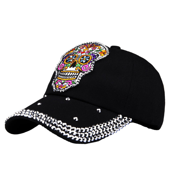 Wholesale Skull Embroidered Applique Diamond Baseball Cap MOQ≥2 JDC-FT-TMa003