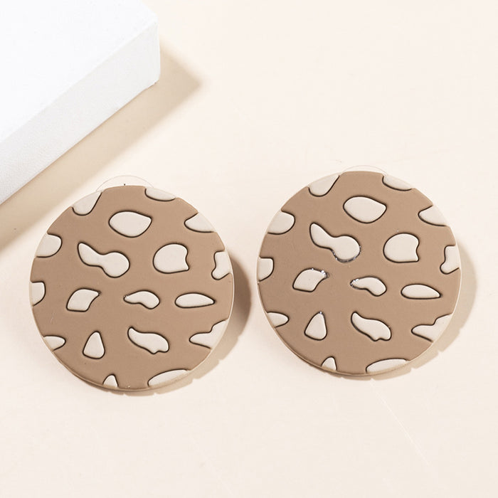 Wholesale Leopard Print Love Metal Stud Earrings Silver Pin MOQ≥3 JDC-ES-XLH014