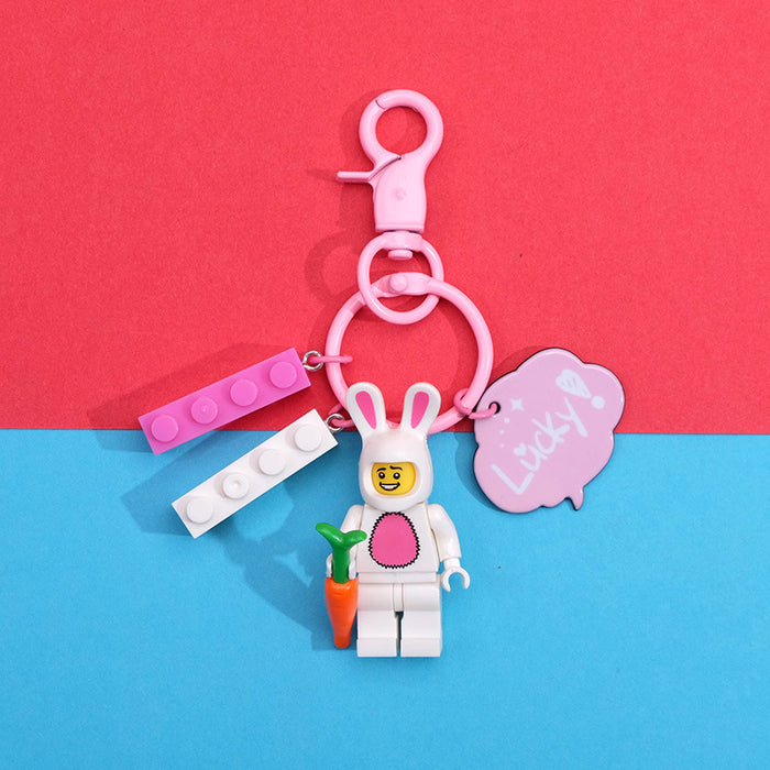 Wholesale Cartoon Resin Building Blocks Keychain (M) JDC-KC-QMou010