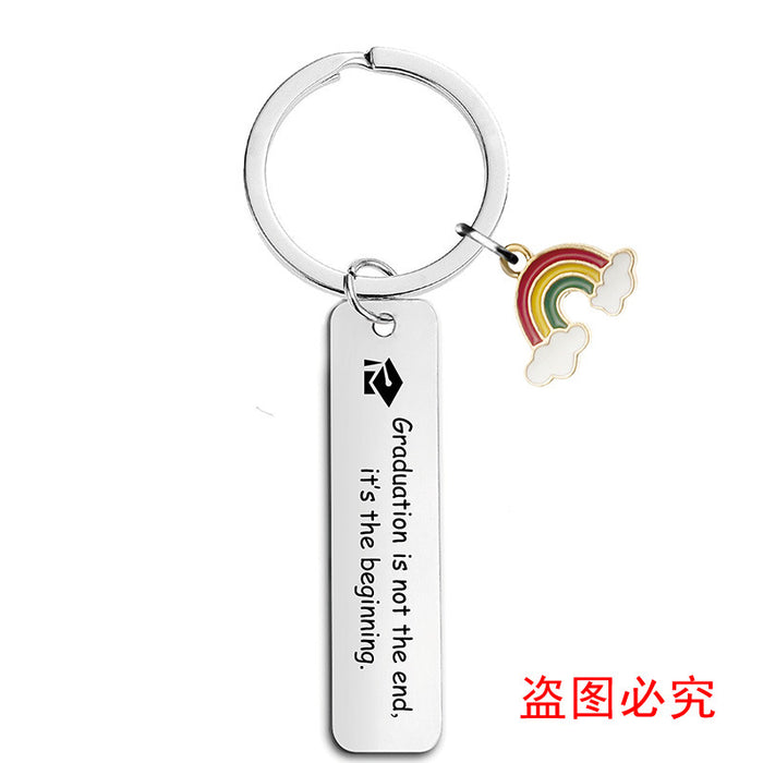 Jewelry WholesaleWholesale Stainless Steel Graduation Season Gift Rainbow Metal Keychain JDC-KC-GangGu016 Keychains 钢古 %variant_option1% %variant_option2% %variant_option3%  Factory Price JoyasDeChina Joyas De China