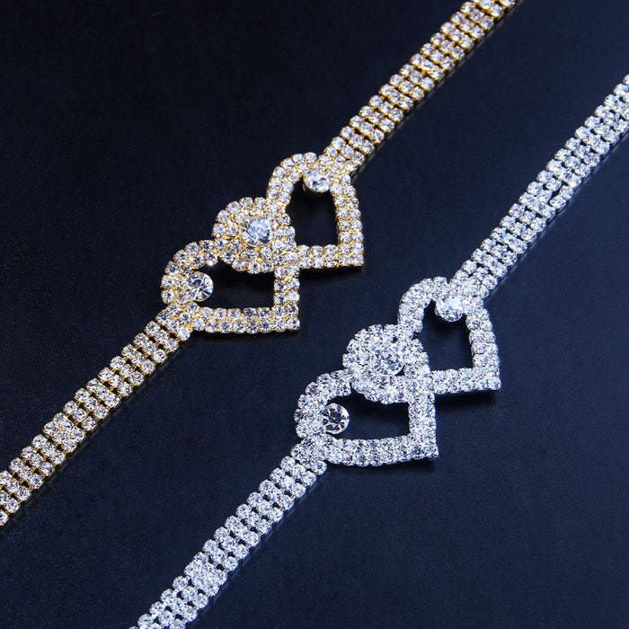 Jewelry WholesaleWholesale full diamond shiny love foot chain JDC-AS-XinS001 Anklets 心饰 %variant_option1% %variant_option2% %variant_option3%  Factory Price JoyasDeChina Joyas De China