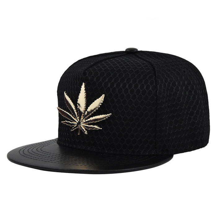 Jewelry WholesaleWholesale maple leaf hip hop hat flat brim baseball personality leather hat JDC-FH-DeX001 Fashionhat 德讯 %variant_option1% %variant_option2% %variant_option3%  Factory Price JoyasDeChina Joyas De China