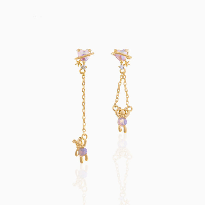 Wholesale Cartoon 18K Gold Jewelry Cute Bear Cloud Earrings JDC-ES-WB025