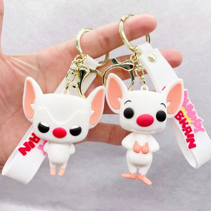 Wholesale Keychains PVC Hardware Cute Cartoon White Rat (M) MOQ≥2 JDC-KC-LiangQ007