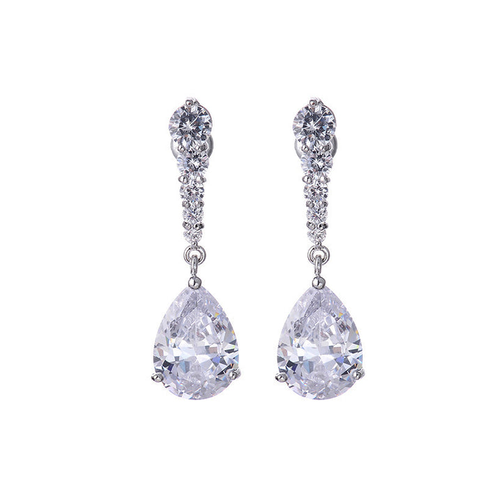 Wholesale white zircon Drop Earrings JDC-ES-ery005