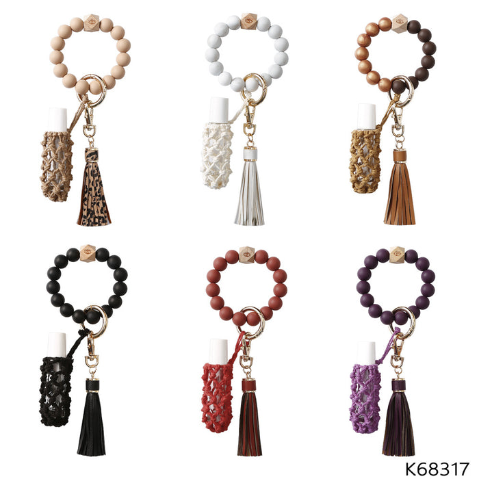 Jewelry WholesaleWholesale Braided Hand Sanitizer Bag Silicone Beaded Keychain Wristlet MOQ≥2 JDC-KC-JM007 Keychains 杰米 %variant_option1% %variant_option2% %variant_option3%  Factory Price JoyasDeChina Joyas De China