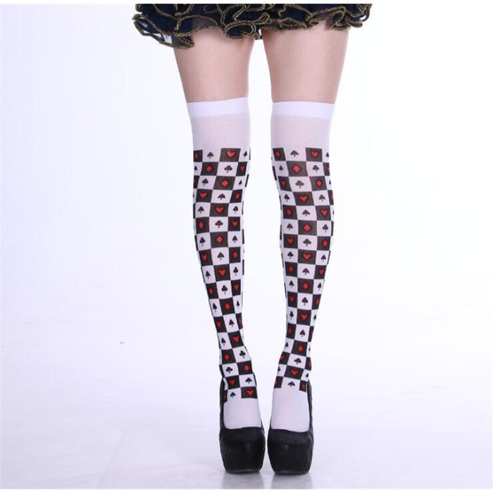 Wholesale Socks Polyester Halloween Bat Skull Bones Over Knee Stockings MOQ≥2 JDC-SK-Shuangniu001