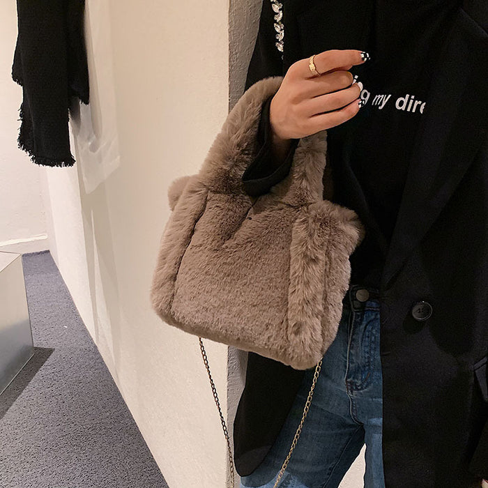 Wholesale Shoulder Bag Plush Mink Fleece Texture Solid Color Portable Diagonal JDC-SD-Chunyao002