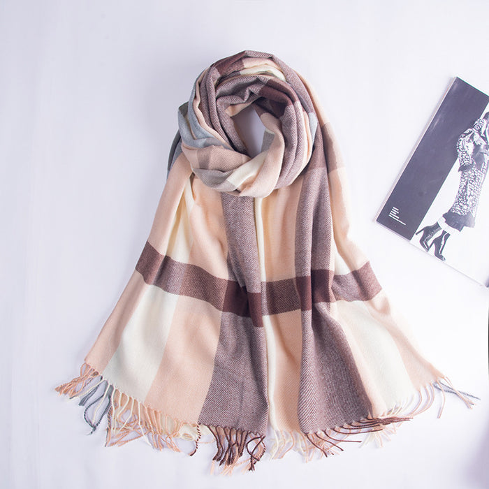 Wholesale Scarf Imitation Cashmere Plaid Thickening Thermal Shawl JDC-SF-Randai006