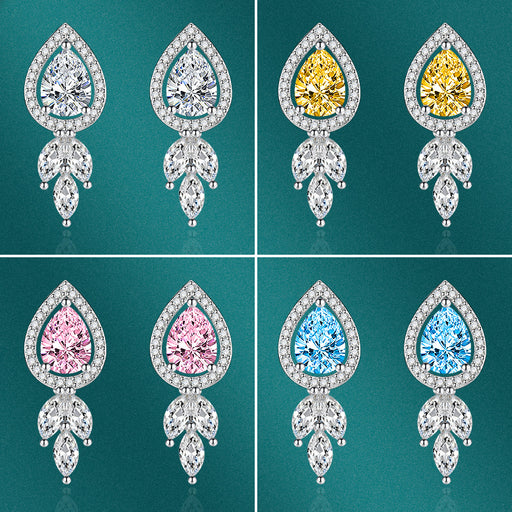 Jewelry WholesaleWholesale water drop zircon long silver plated earrings JDC-ES-BZ006 Earrings 标志 %variant_option1% %variant_option2% %variant_option3%  Factory Price JoyasDeChina Joyas De China