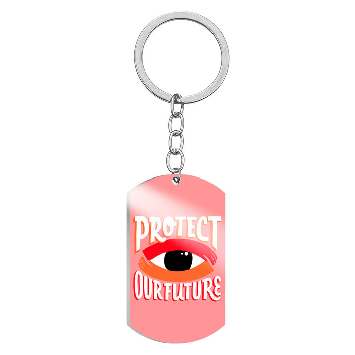 Wholesale MARCH FOROUR LIVES Stainless Steel Keychain MOQ≥2 JDC-KC-HuanYu004