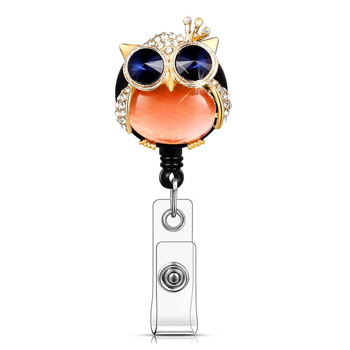 Wholesale Diamond Leopard Head Owl Elephant Turtle Alloy Retractable Keychain MOQ≥2 JDC-KC-MZhui001