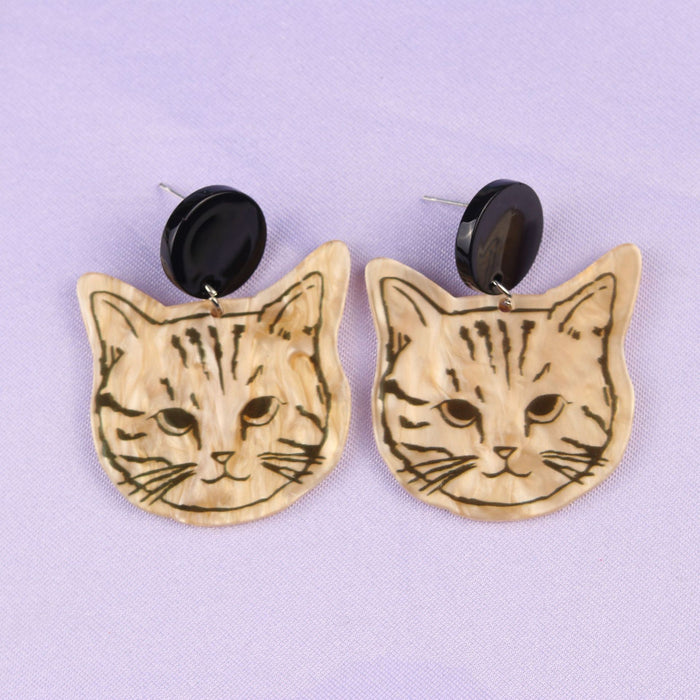 Wholesale Cartoon Cat Series Acrylic Personality Print Earrings MOQ≥2 JDC-ES-DUAI016