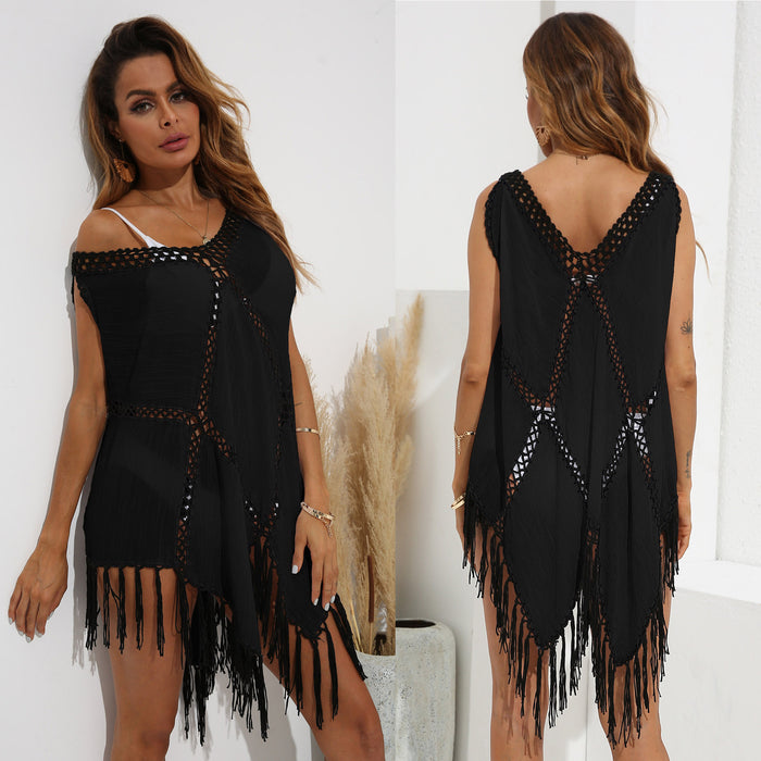 Wholesale Tassel Irregular Polyester Beach Cover Up JDC-BCU-Yimei003