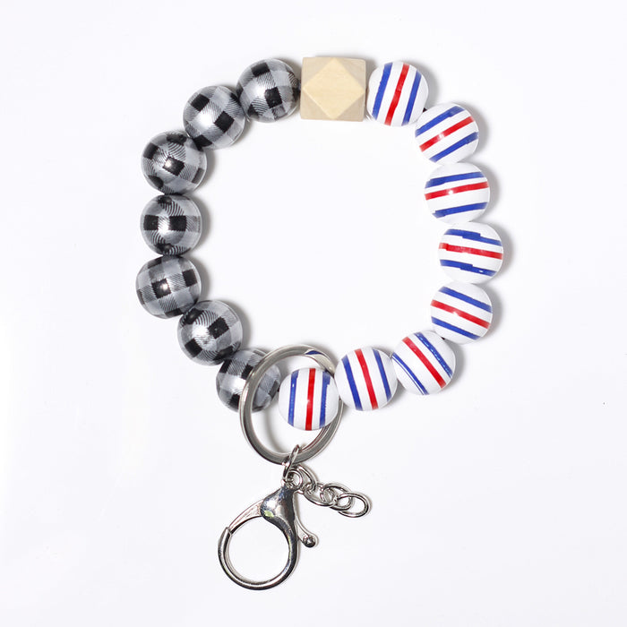 Wholesale Wooden Keychain Bead Bracelet Keyring MOQ≥2 JDC-KC-NXD002