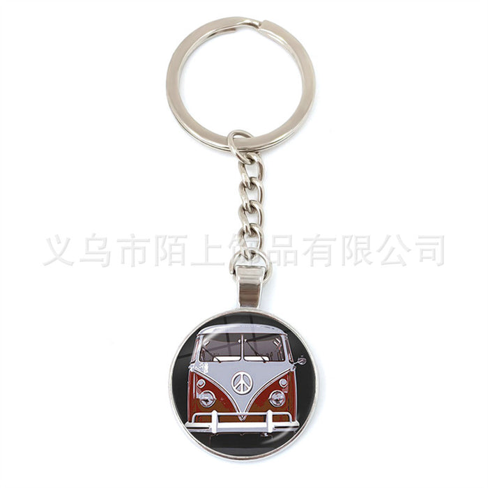 Wholesale Peace Sign Time Gemstone Glass Zinc Alloy Keychain JDC-KC-MoS002