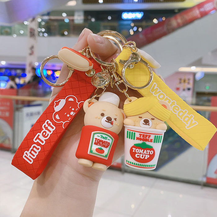 Wholesale keychain pvc cute teddy fries creative JDC-KC-BS015