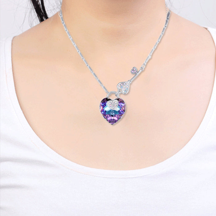 Jewelry WholesaleWholesale Ladies Key Heart Shape Color Crystal Pendant Necklace JDC-NE-JYS003 necklaces 静夜思 %variant_option1% %variant_option2% %variant_option3%  Factory Price JoyasDeChina Joyas De China