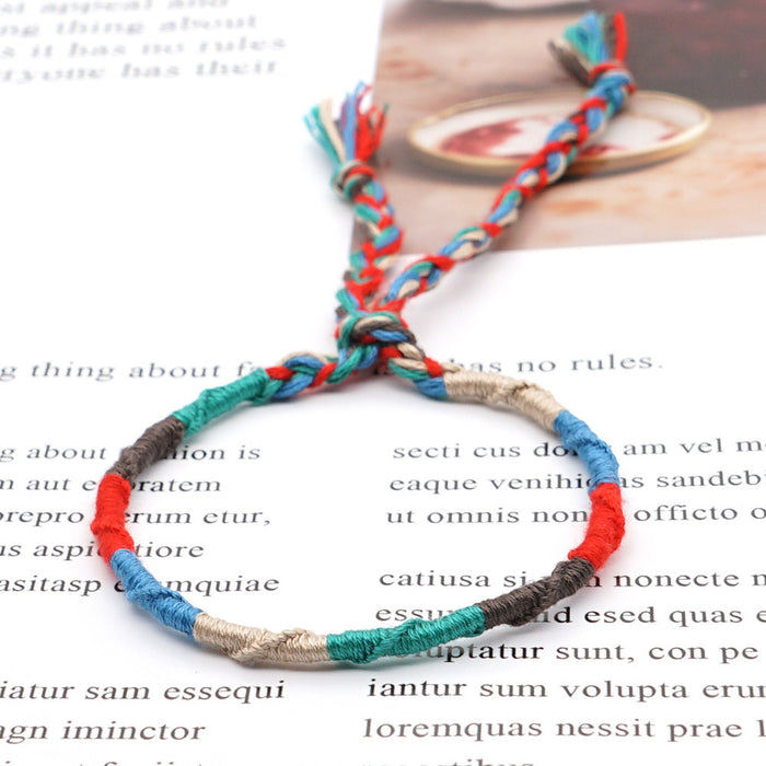 Wholesale Original Linen Cotton Woven Bracelet Boho Color Ethnic Style JDC-BT-HeY020